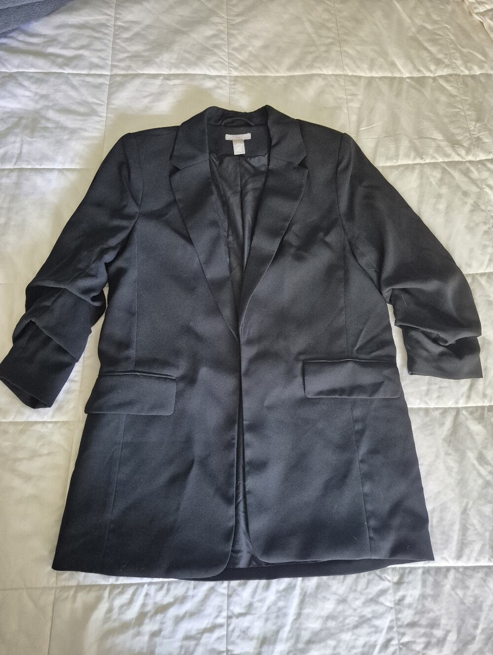 H&M Black Longline Blazer Jacket Size M